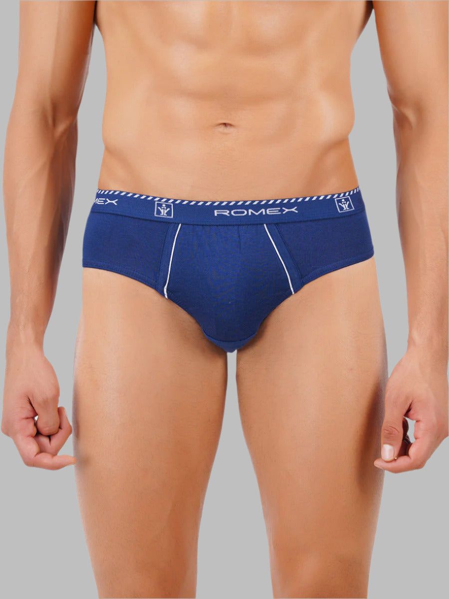 Men 100% Combed Cotton Assorted Colour Outer Elastic Brief Romex Value Pack image 2