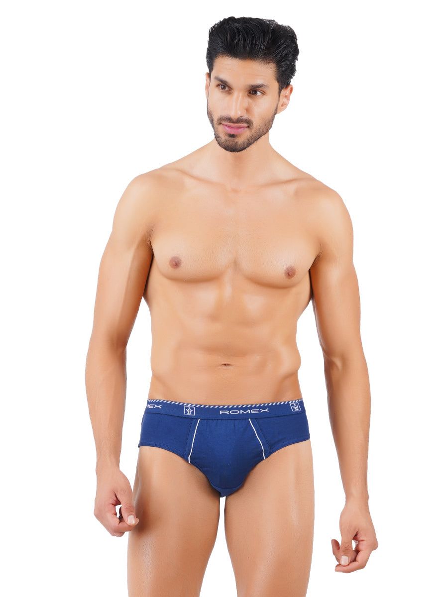 Men 100% Combed Cotton Assorted Colour Outer Elastic Brief Romex Value Pack image 3