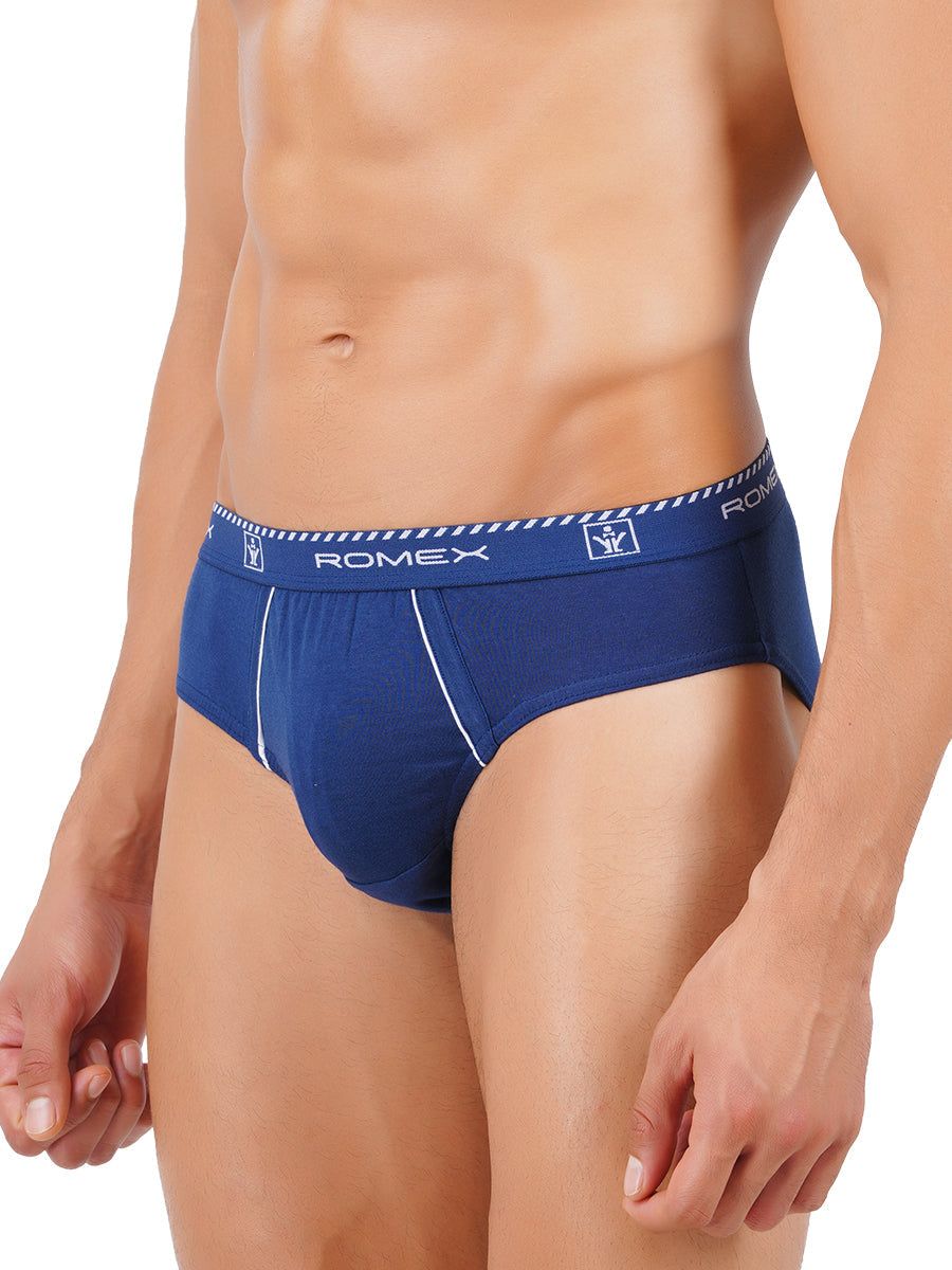 Men 100% Combed Cotton Assorted Colour Outer Elastic Brief Romex Value Pack image 5