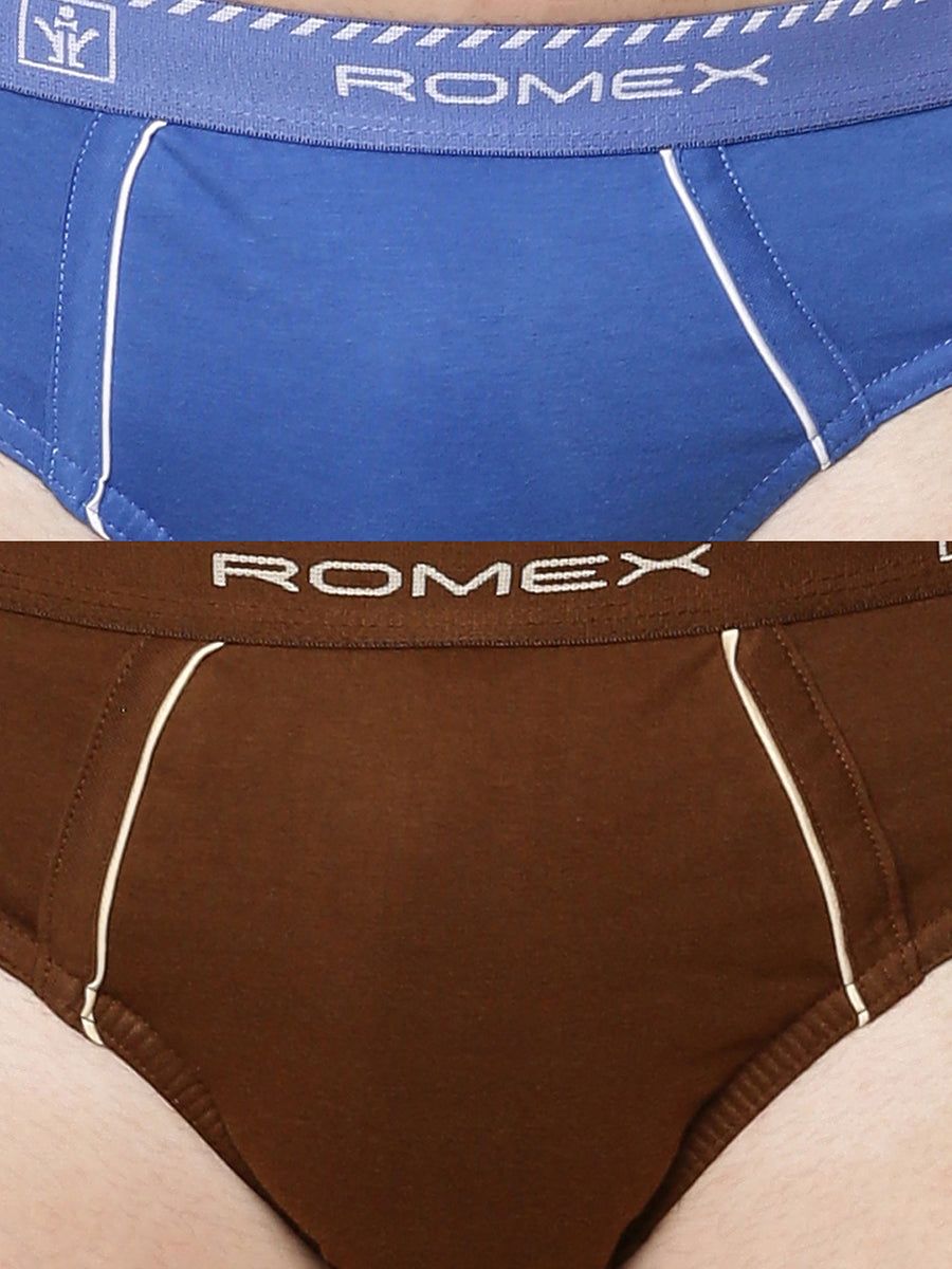Men 100% Combed Cotton Assorted Colour Outer Elastic Brief Romex Value Pack image 6
