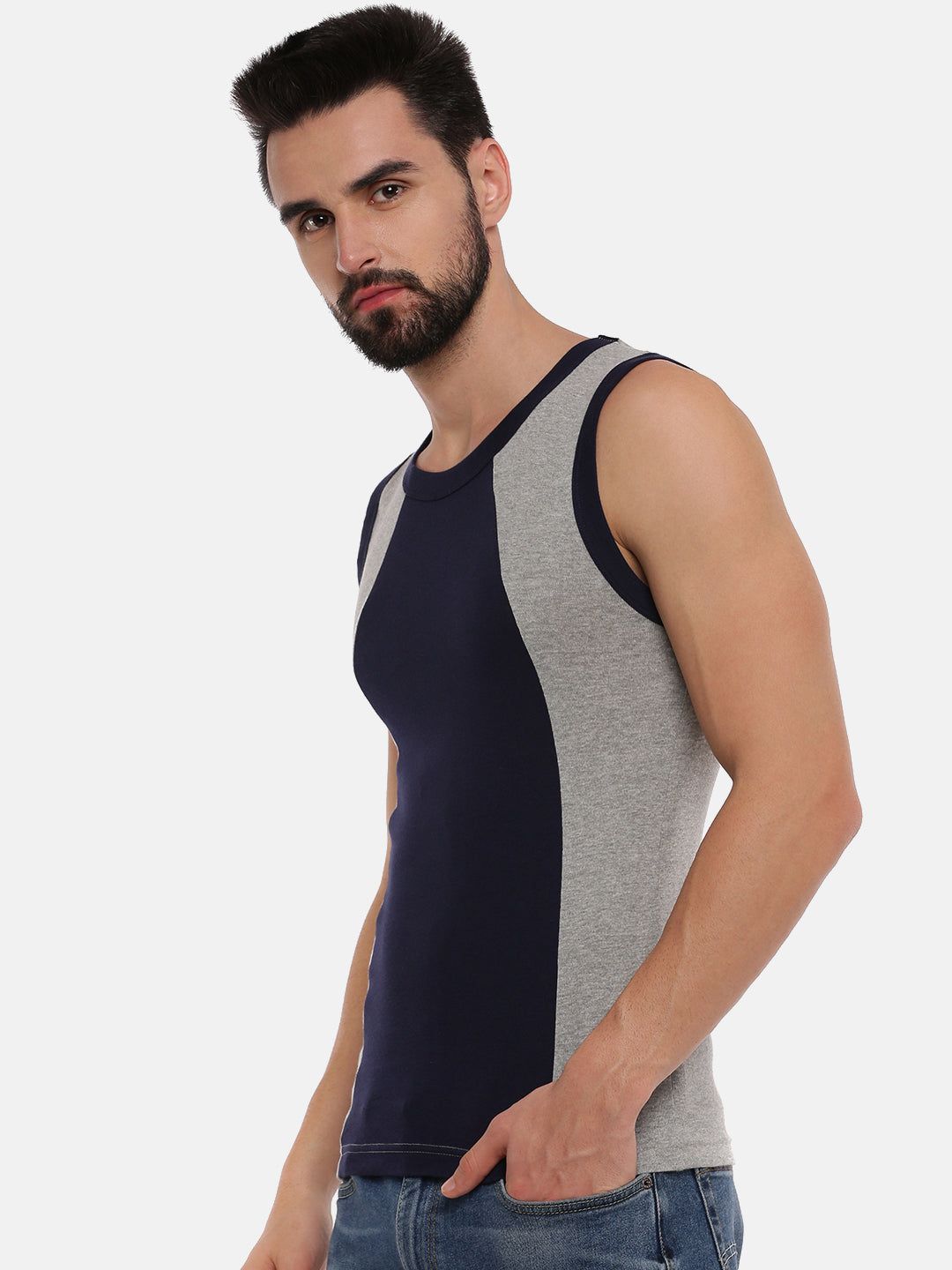 Men Combed Cotton Assorted Colour Gym Vest Archery Rnbs 5006 (PACK Of 2) image 2