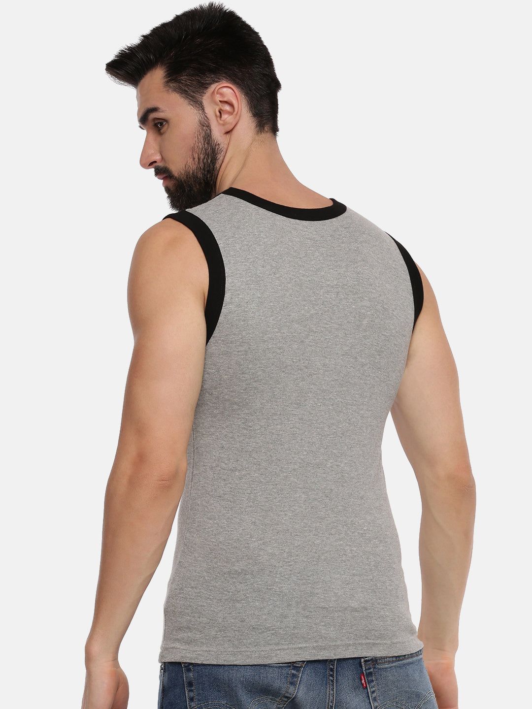 Men Combed Cotton Assorted Colour Gym Vest Archery Rnbs 5005 (PACK Of 2) image 3