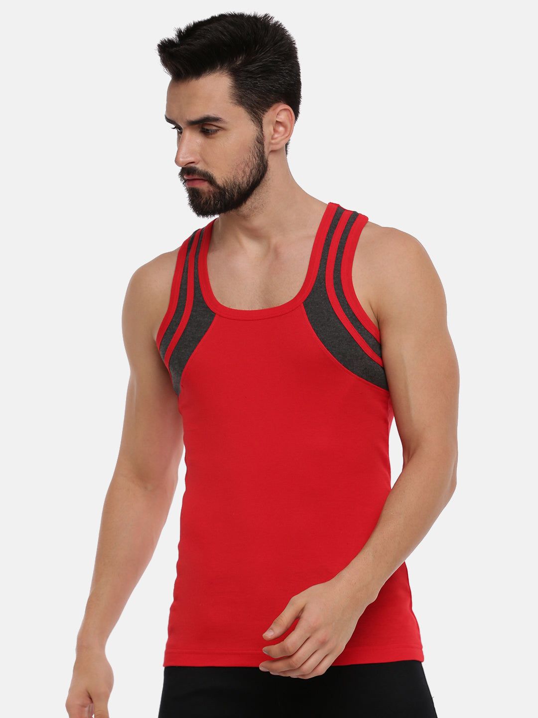 Men Combed Cotton Assorted Colour Gym Vest Archery Rn 5004 (PACK Of 2) image 2