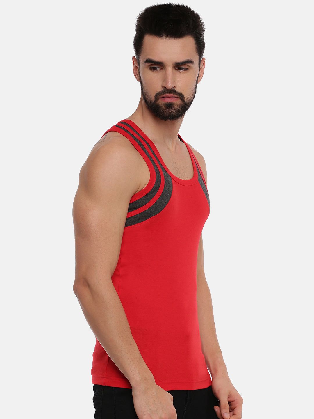 Men Combed Cotton Assorted Colour Gym Vest Archery Rn 5004 (PACK Of 2) image 4