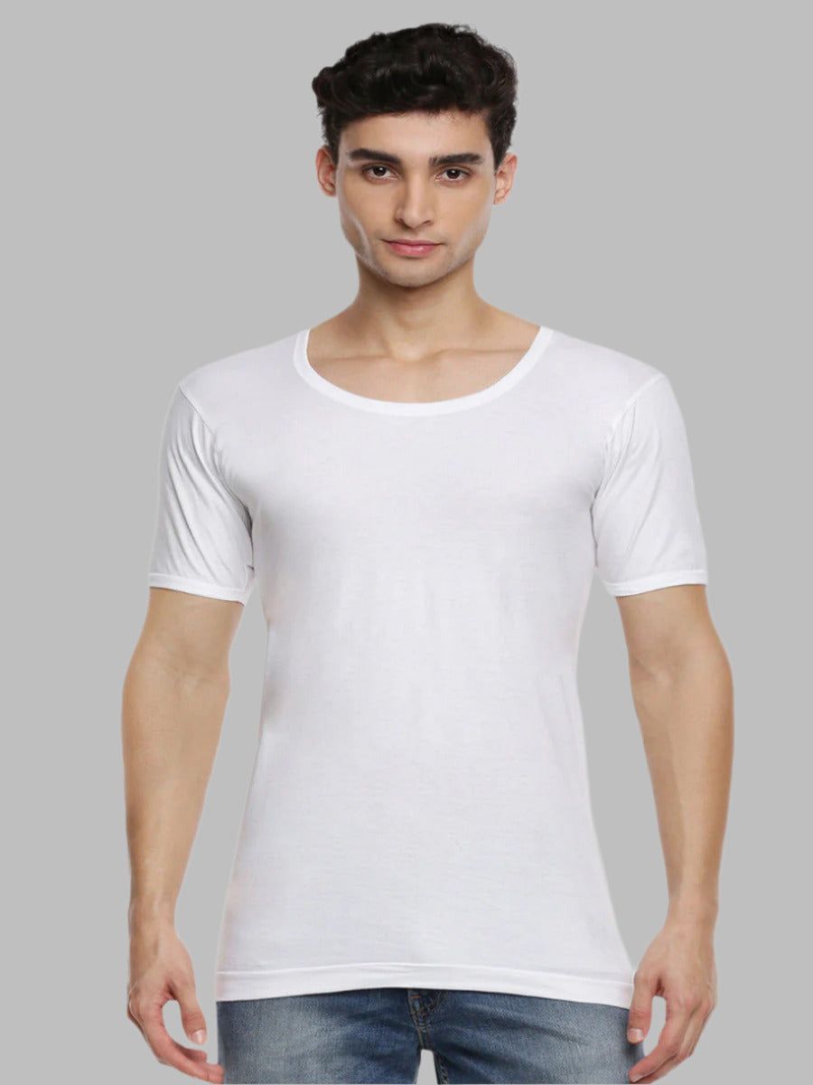 Men 100 % Combed Cotton White Vest Rns Romex Value Pack