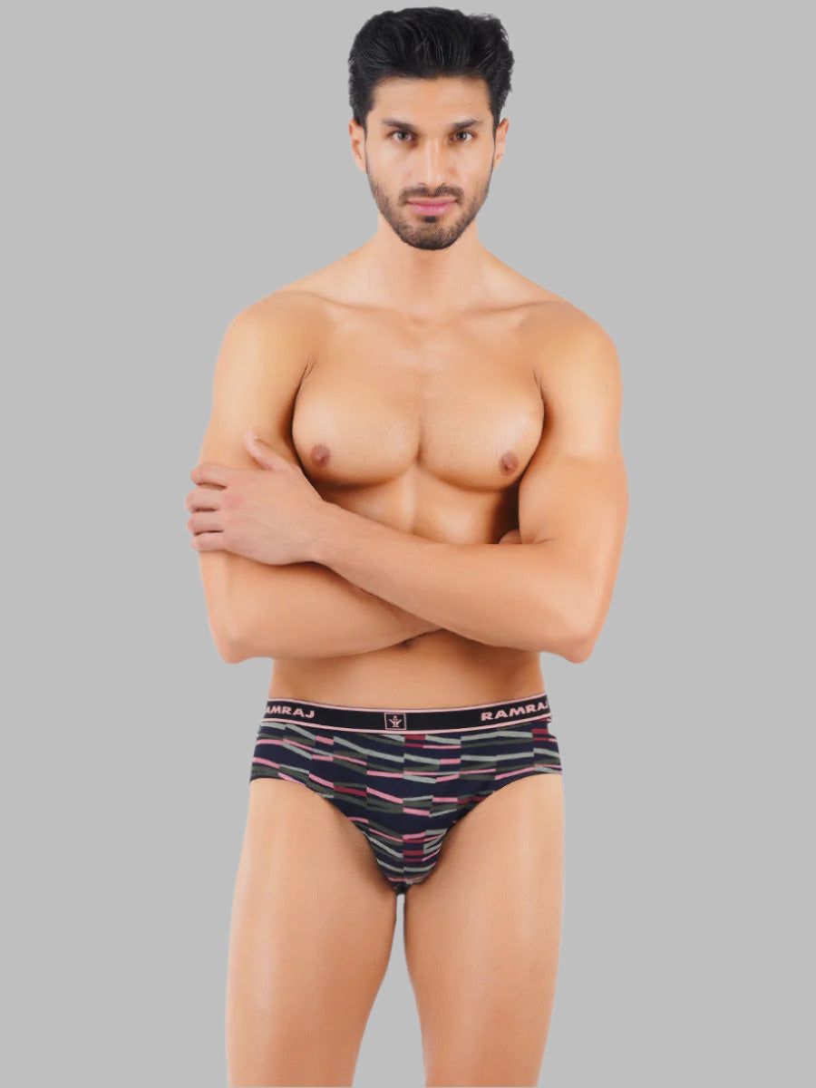 Men Combed Cotton Assorted Colour Printed Outer Elastic Brief Sparkle (PACK Of 2)
