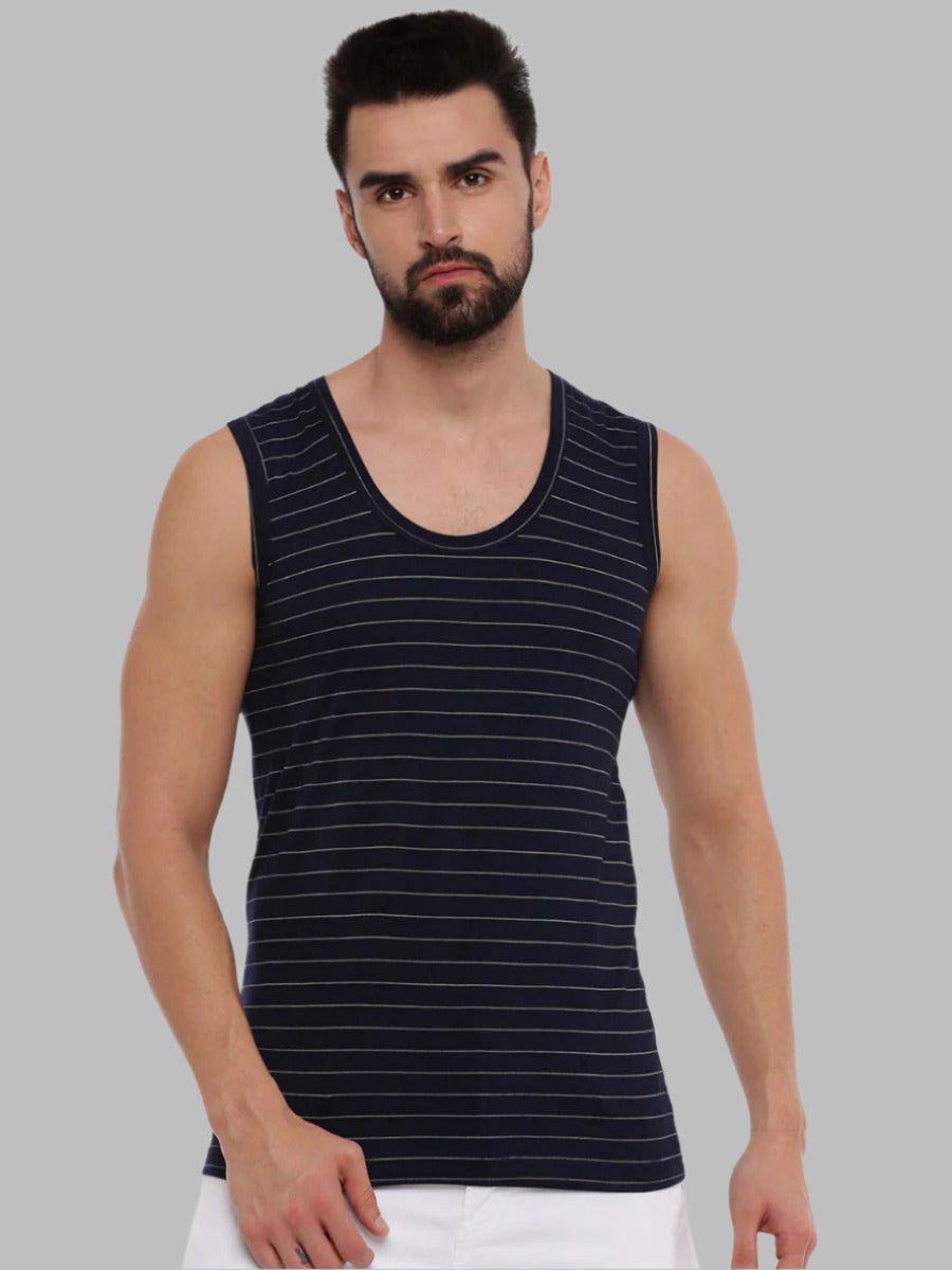 Men Combed Cotton Assorted Colour Vest Rnbs Win Striped (PACK Of 2)