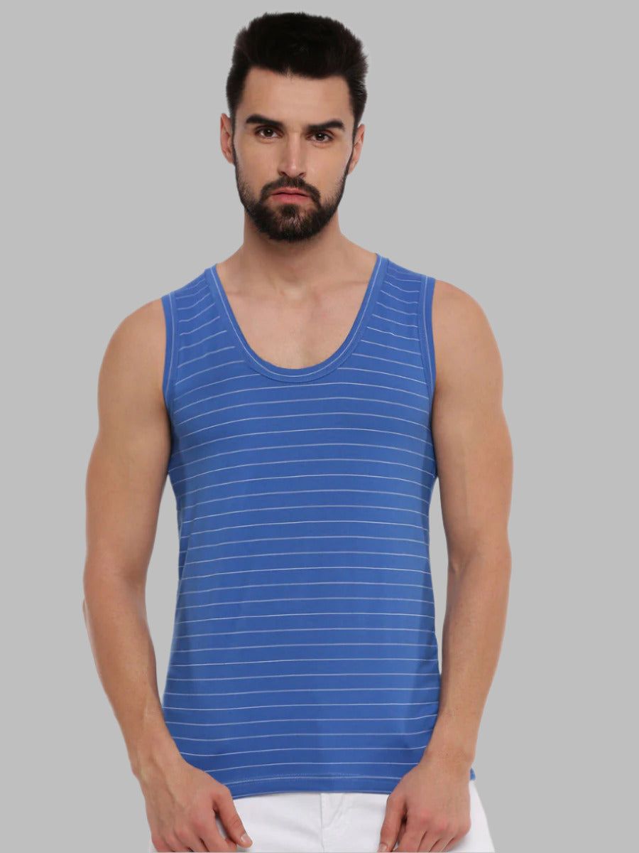 Men Combed Cotton Assorted Colour Vest Rnbs Win Striped (PACK Of 2) image 2