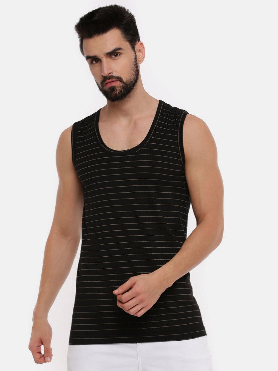 Men Combed Cotton Assorted Colour Vest Rnbs Win Striped (PACK Of 2) image 3