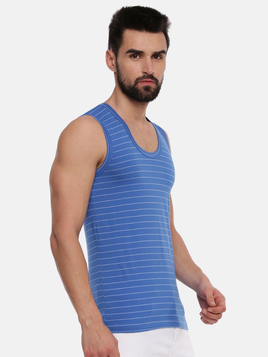 Men Combed Cotton Assorted Colour Vest Rnbs Win Striped (PACK Of 2) image 4