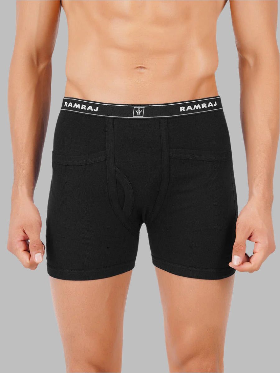 Men 100% Combed Cotton Black Pocket Trunk Softex (PACK Of 2)