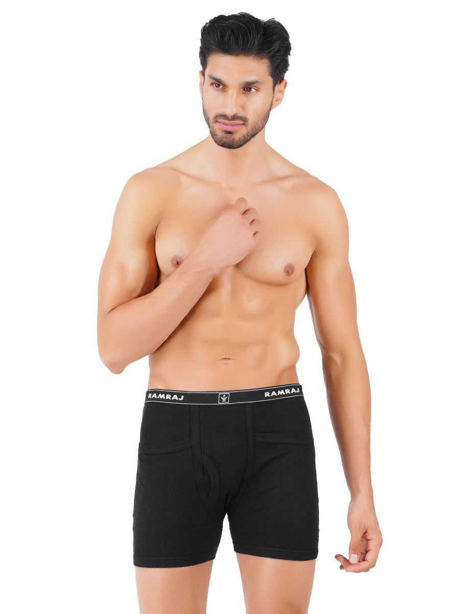 Men 100% Combed Cotton Black Pocket Trunk Softex (PACK Of 2) image 4
