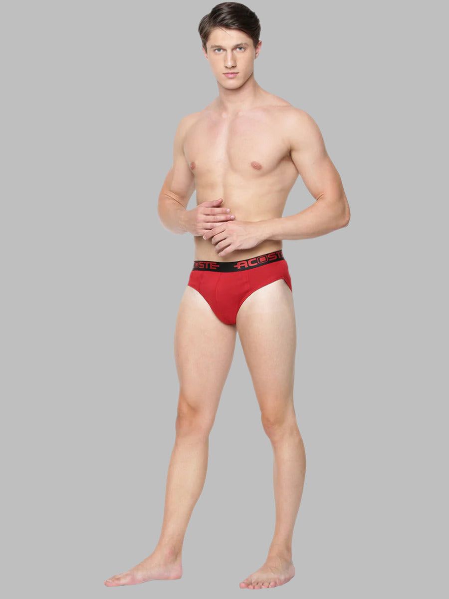 Men 100% Combed Cotton Rib Assorted Colour Outer Elastic Brief Acoste 1015 (PACK Of 2) image 2