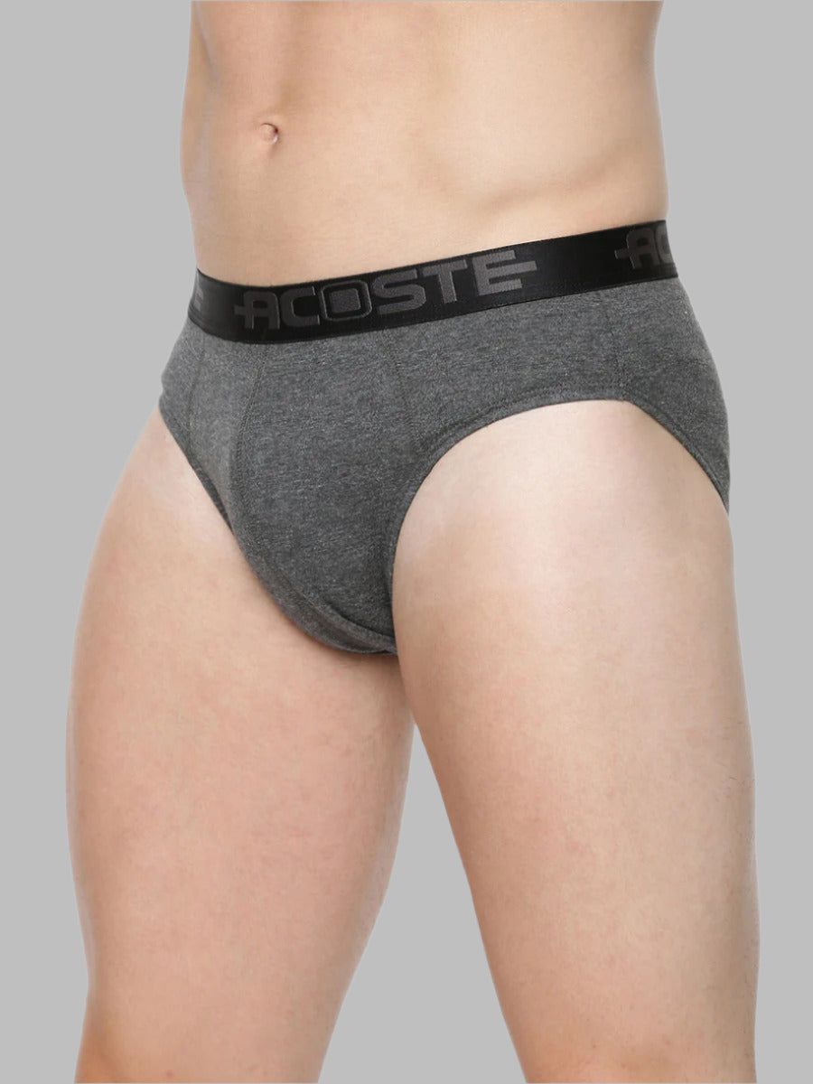 Men 100% Combed Cotton Rib Assorted Colour Outer Elastic Brief Acoste 1015 (PACK Of 2) image 3