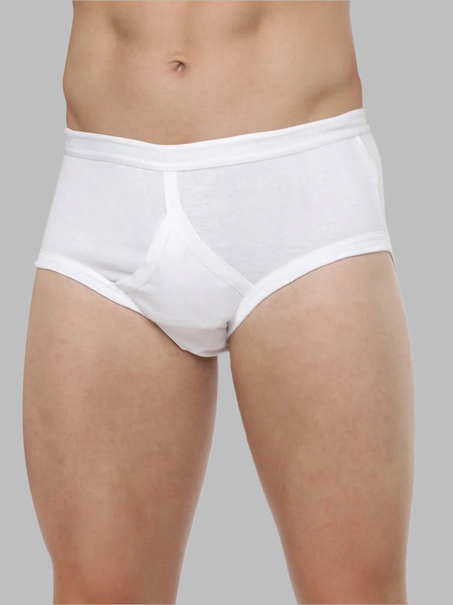 Men 100% Combed Cotton White Outer Elastic Arrow Y Brief (PACK Of 2)