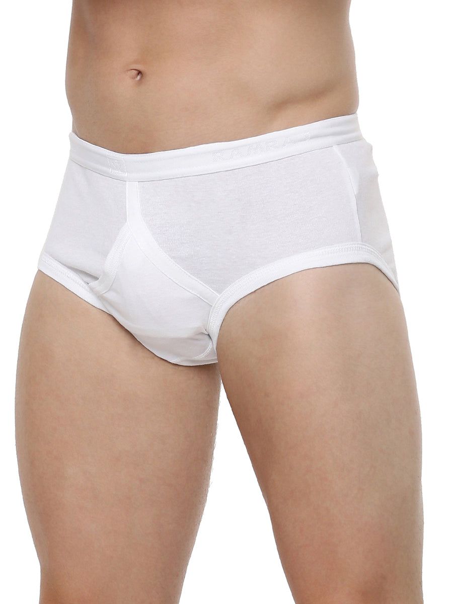 Men 100% Combed Cotton White Outer Elastic Arrow Y Brief (PACK Of 2) image 3