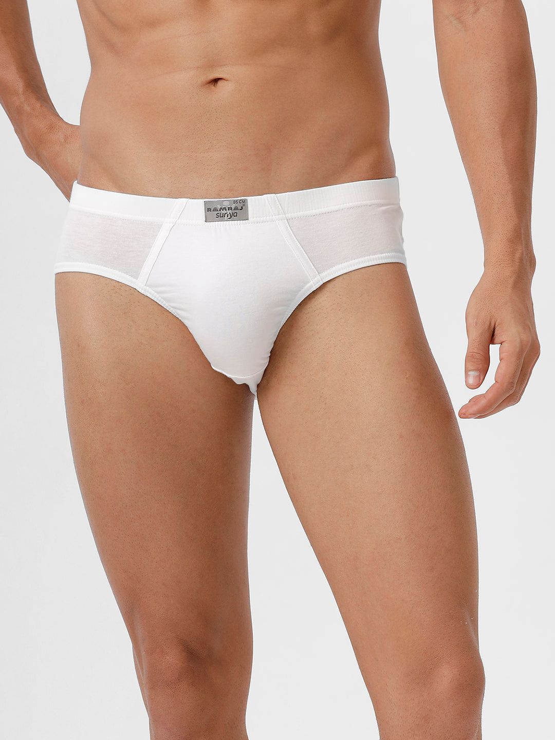Men 100% Combed Cotton White Inner Elastic Brief Suriya (PACK Of 2) image 2