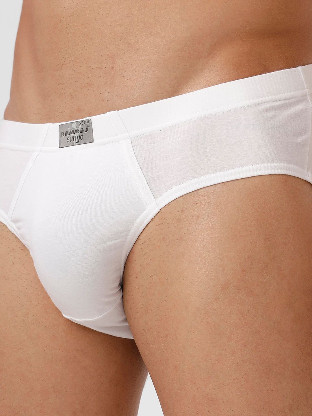 Men 100% Combed Cotton White Inner Elastic Brief Suriya (PACK Of 2) image 3
