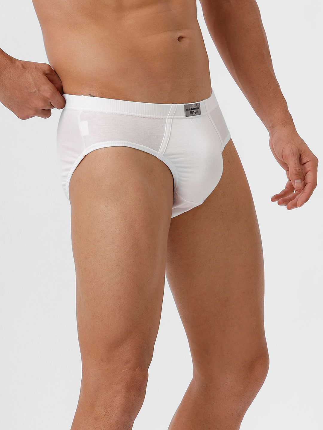 Men 100% Combed Cotton White Inner Elastic Brief Suriya (PACK Of 2) image 5