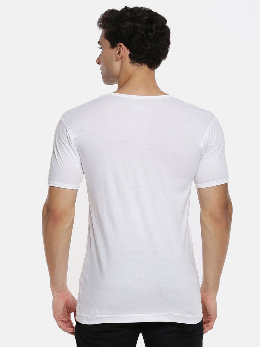 Men 100% Combed Cotton White Pocket Vest Rns Sukra (PACK Of 2) image 3