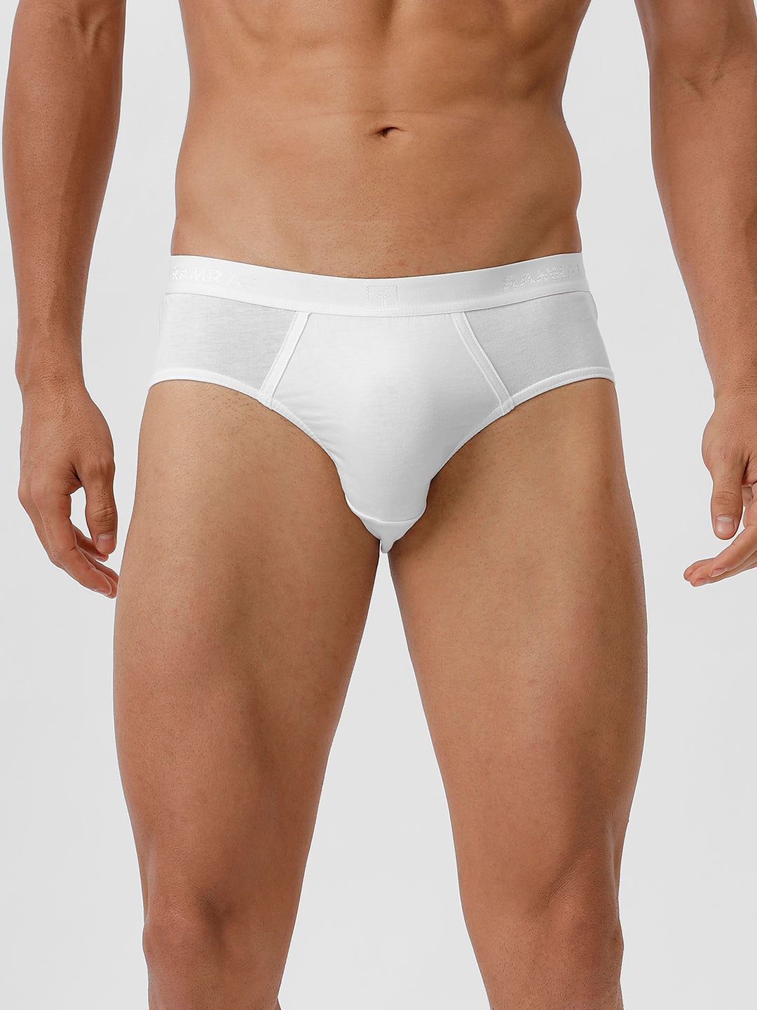 Men 100% Combed Cotton White Outer Elastic Brief Suriya (PACK Of 2) image 2
