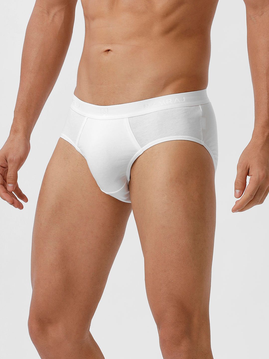 Men 100% Combed Cotton White Outer Elastic Brief Suriya (PACK Of 2) image 3