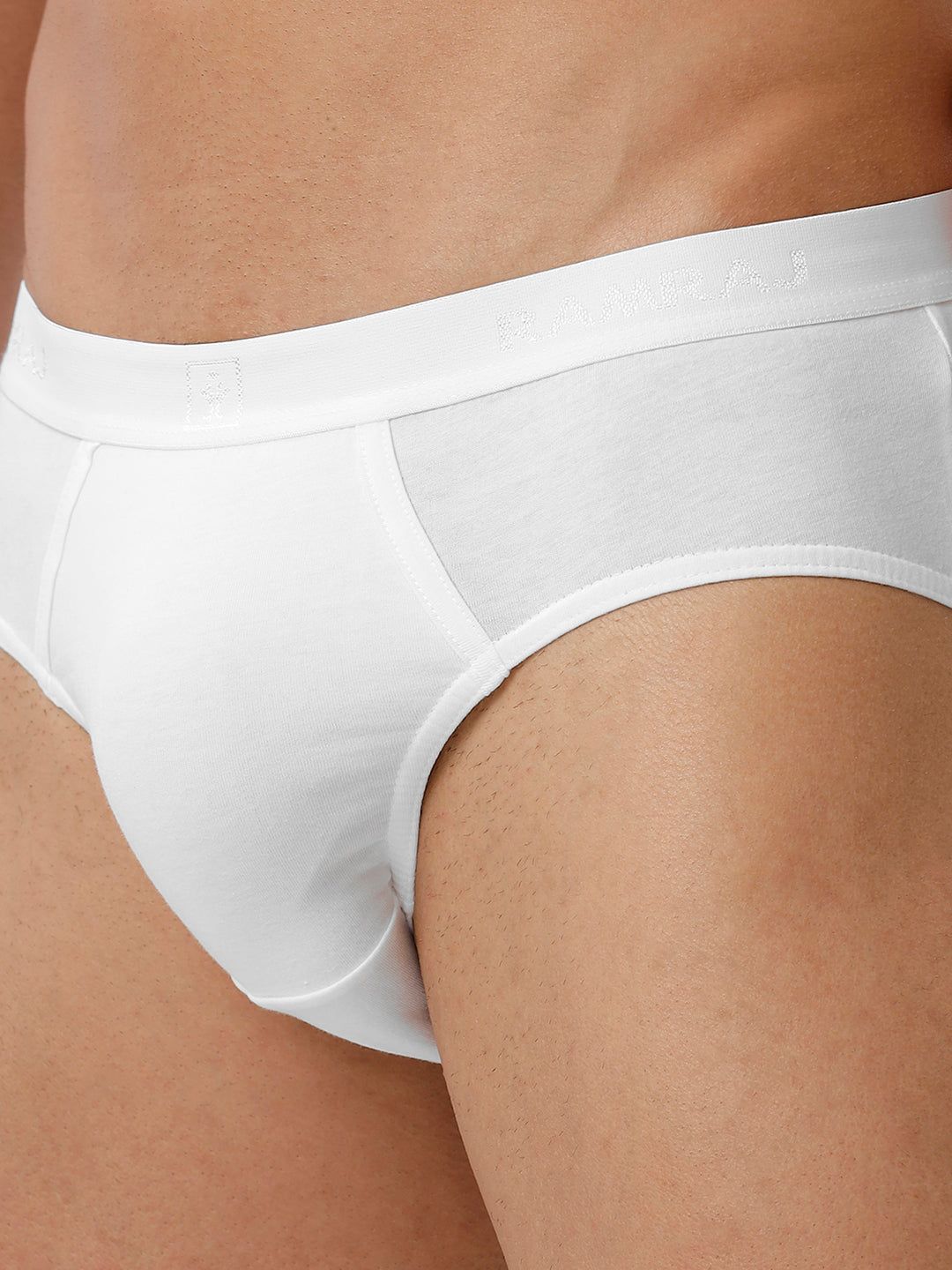 Men 100% Combed Cotton White Outer Elastic Brief Suriya (PACK Of 2) image 6