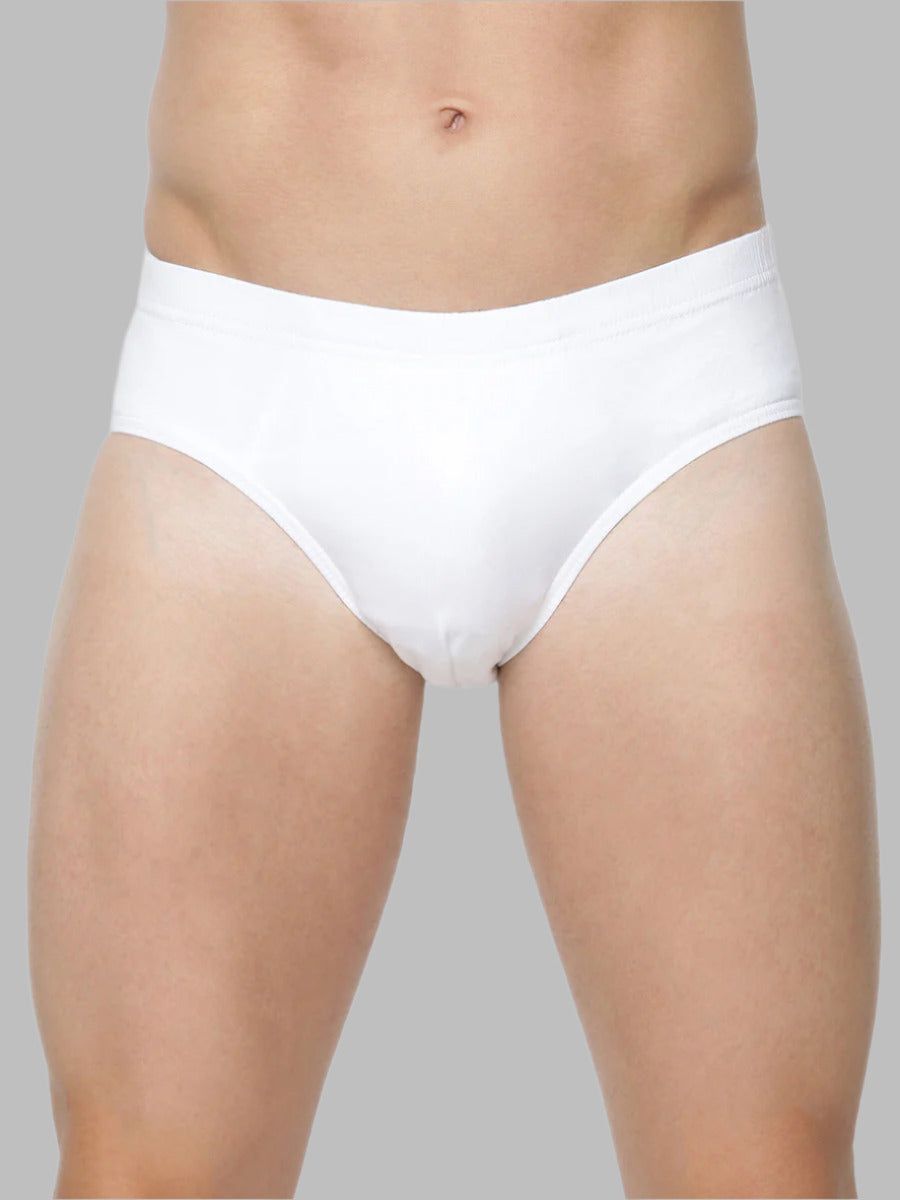 Men 100% Combed Cotton White Inner Elastic Brief Merc (PACK Of 2)