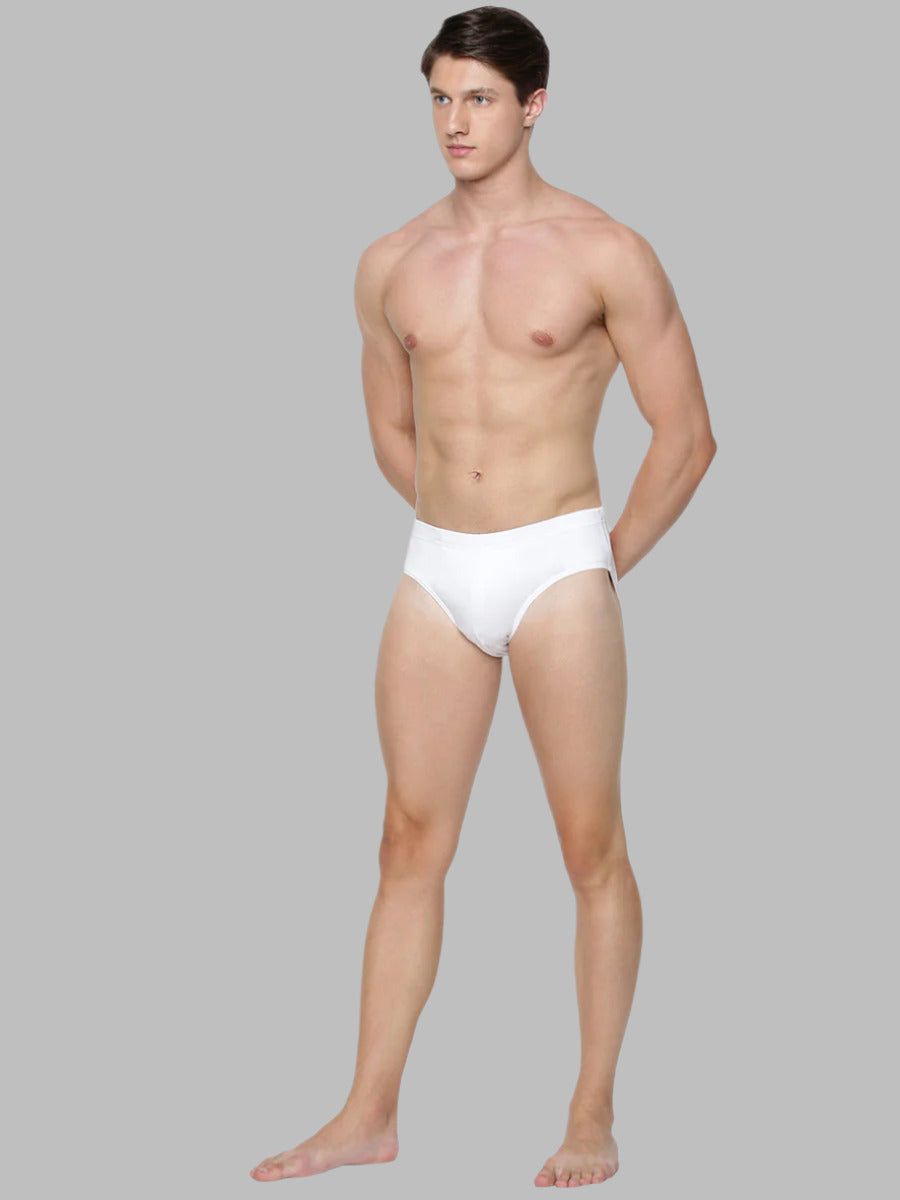 Men 100% Combed Cotton White Inner Elastic Brief Merc (PACK Of 2) image 2