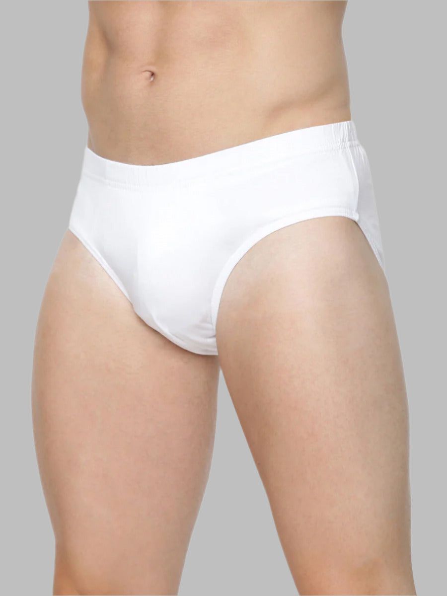 Men 100% Combed Cotton White Inner Elastic Brief Merc (PACK Of 2) image 3