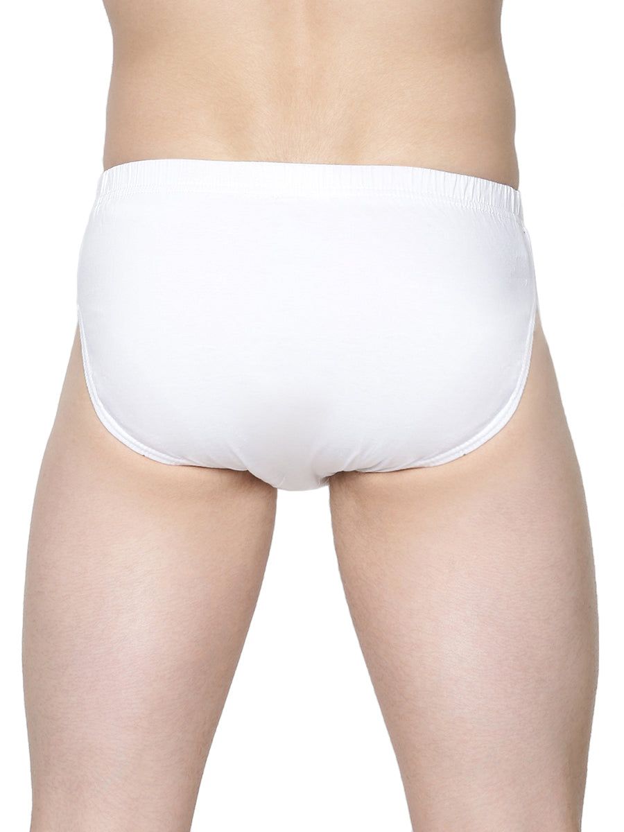Men 100% Combed Cotton White Inner Elastic Brief Merc (PACK Of 2) image 4