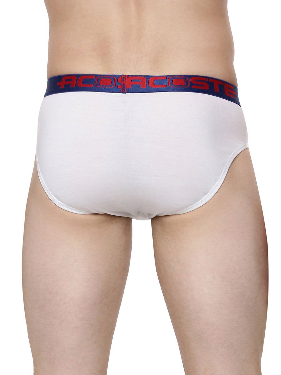 Men 100% Combed Cotton Rib White Outer Elastic Brief Acoste 1015 (PACK Of 2) image 4