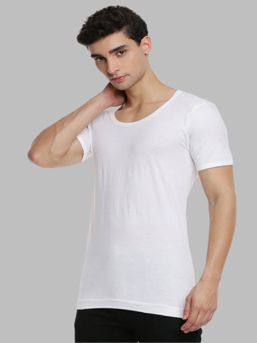 Men 100% Combed Cotton White Vest Rns Sukra (PACK Of 2) image 2