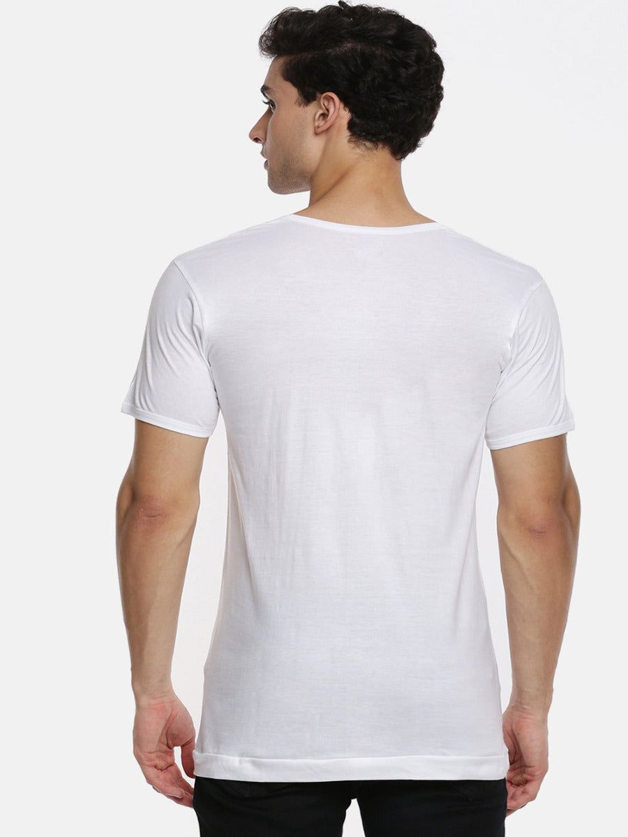 Men 100% Combed Cotton White Vest Rns Sukra (PACK Of 2) image 3