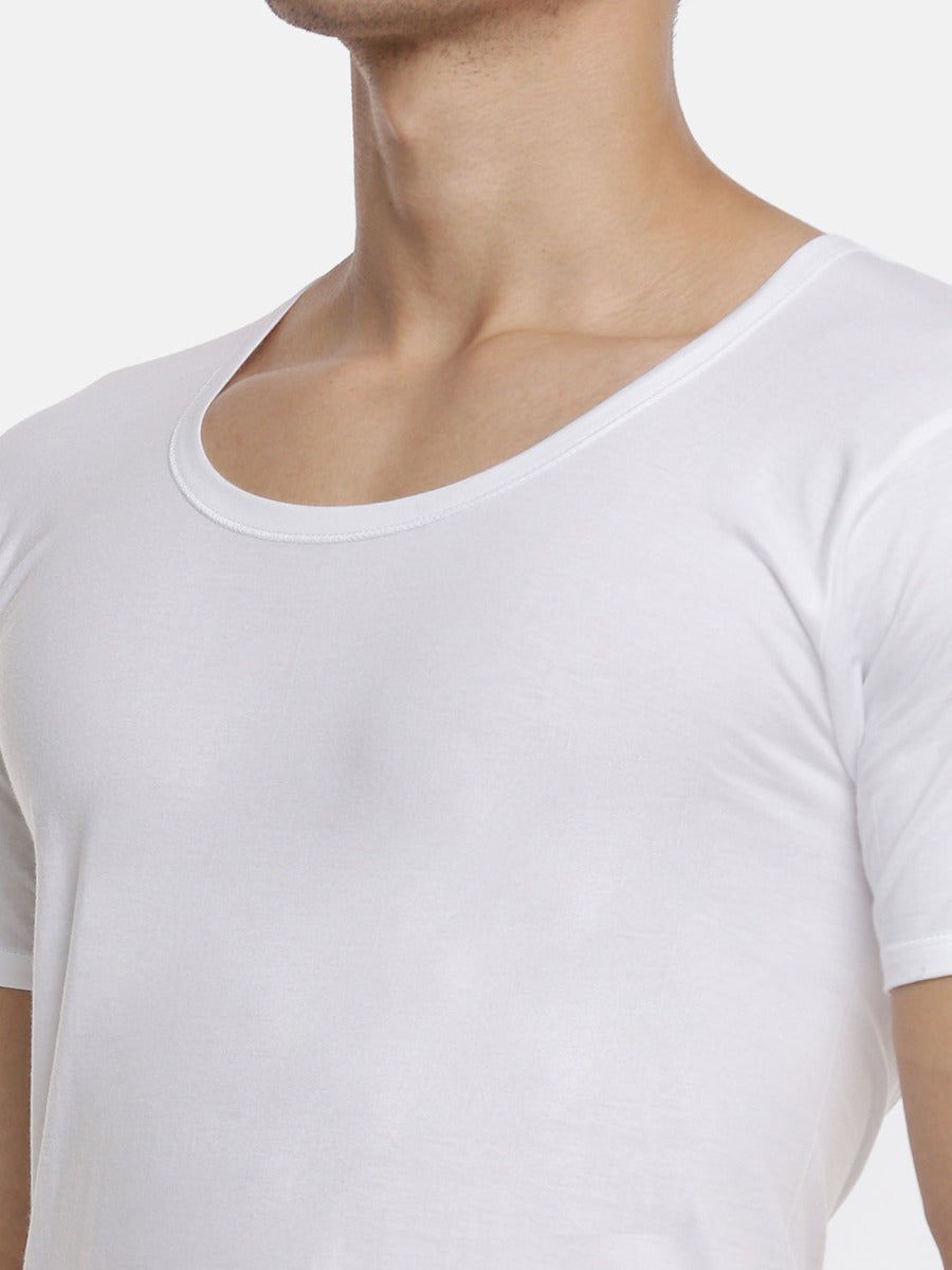 Men 100% Combed Cotton White Vest Rns Sukra (PACK Of 2) image 4