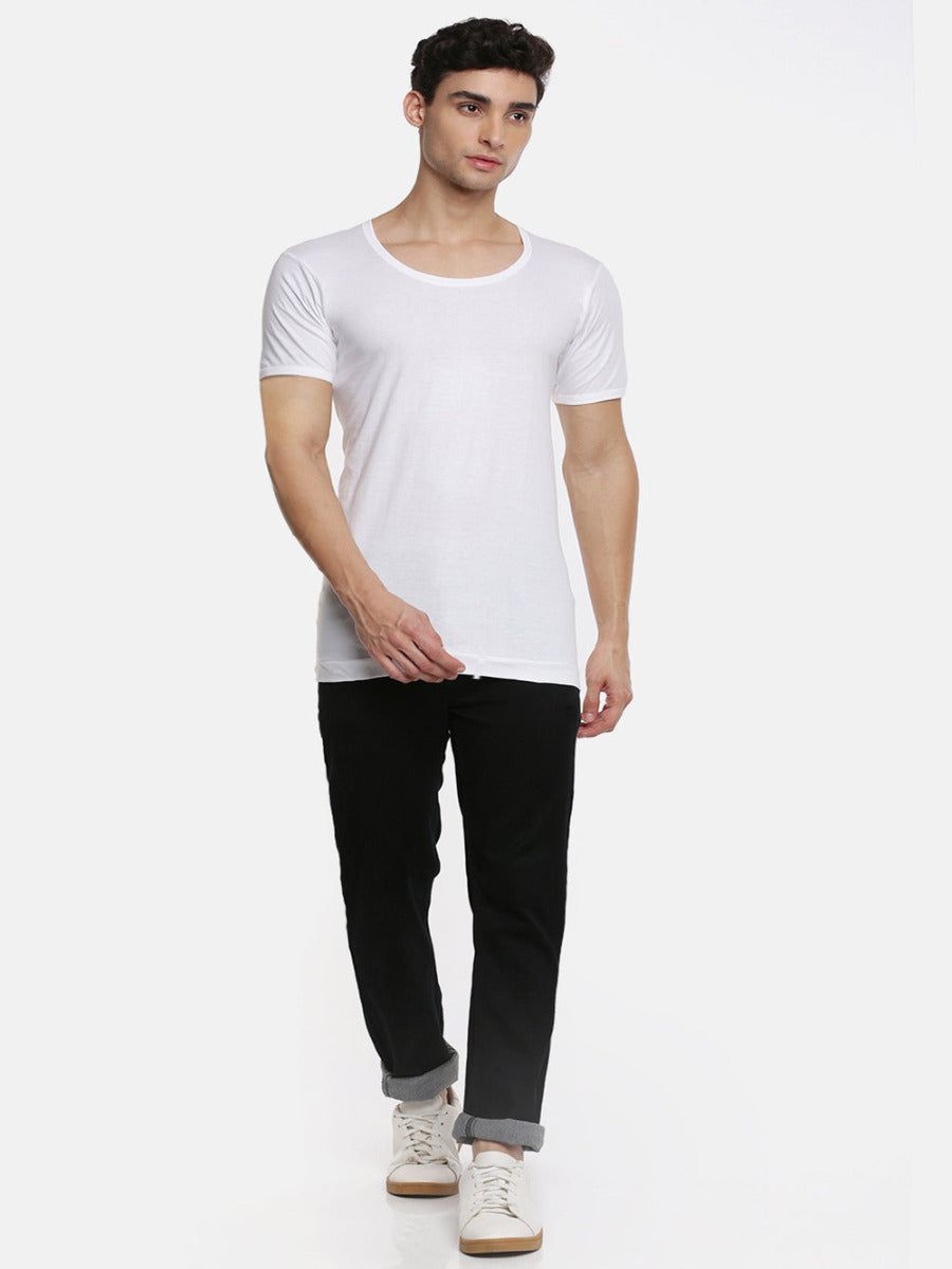Men 100% Combed Cotton White Vest Rns Sukra (PACK Of 2) image 6