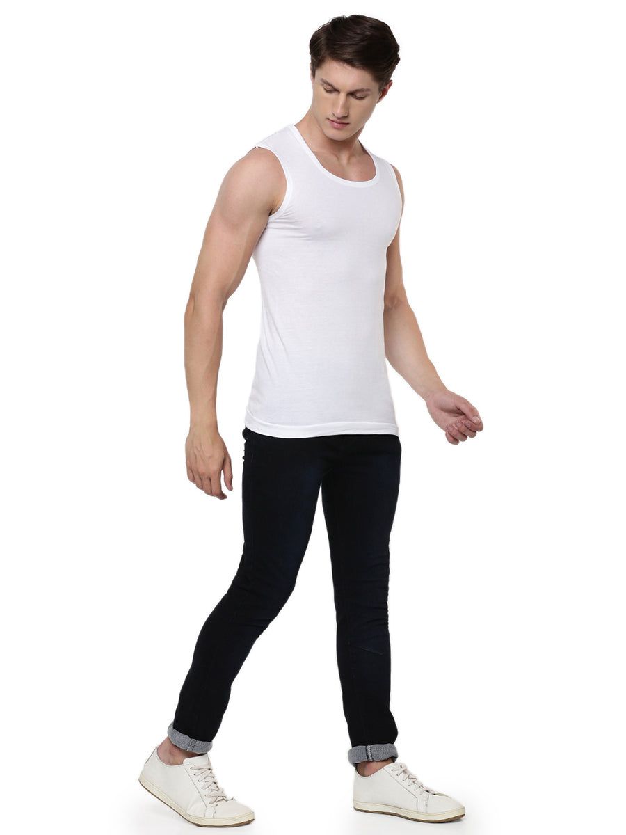 Men 100% Combed Cotton White Vest Rnbs Sukra (PACK Of 2) image 4
