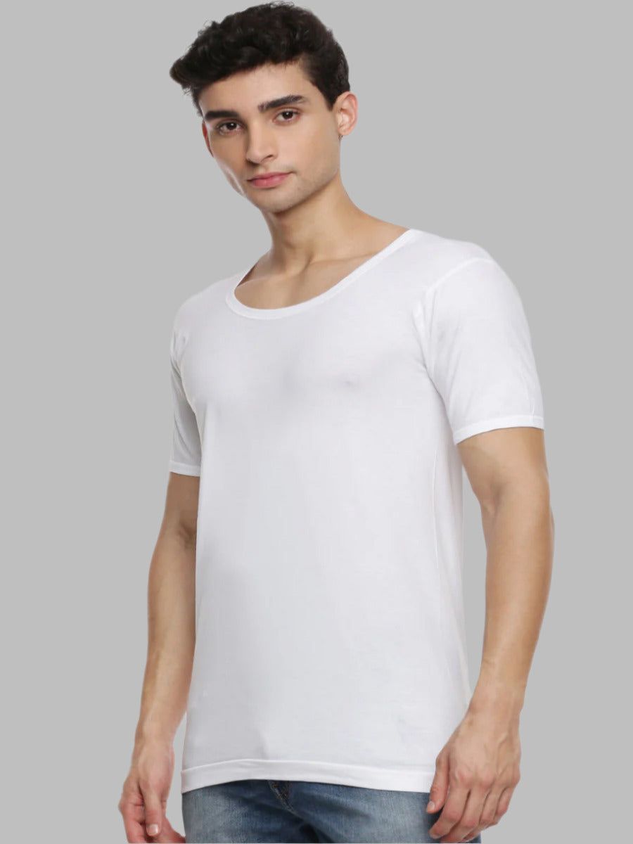 Men 100 % Combed Cotton White Vest Rns Romex (PACK Of 2) image 2