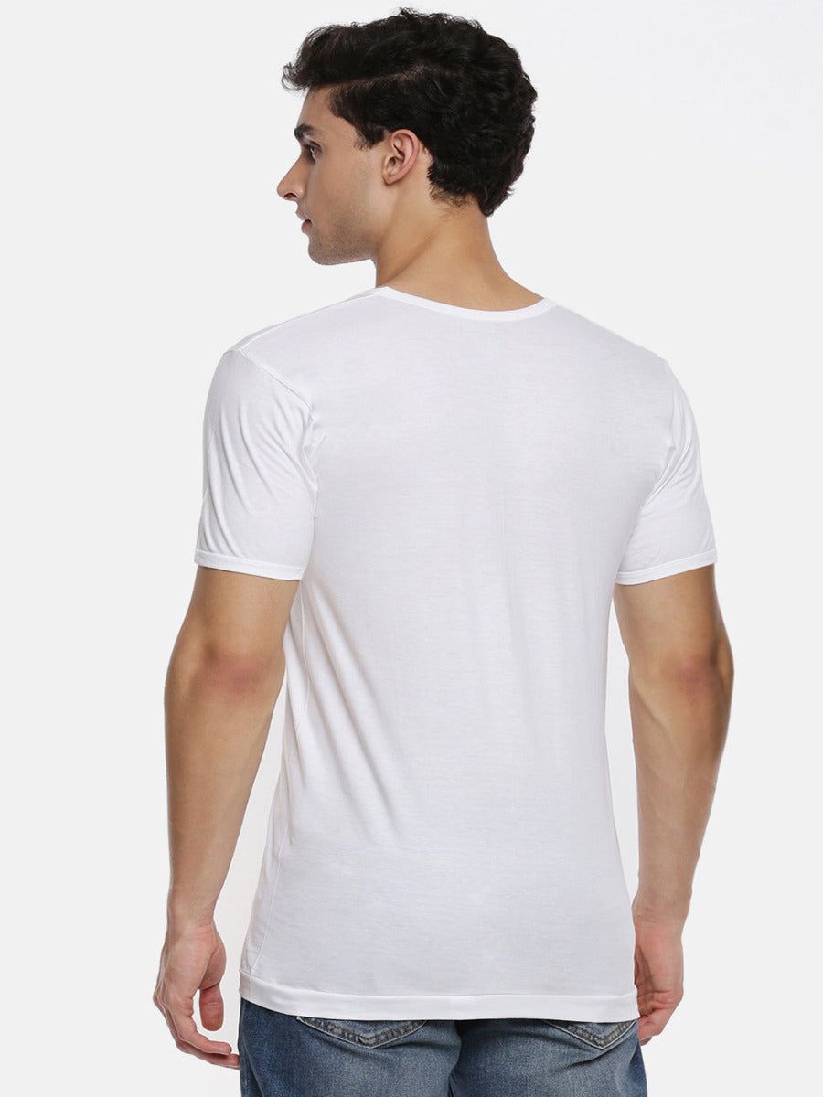 Men 100 % Combed Cotton White Vest Rns Romex (PACK Of 2) image 3