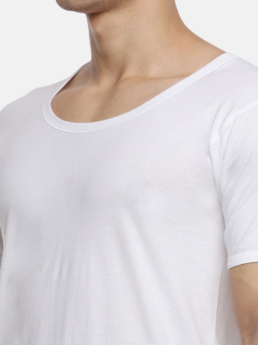 Men 100 % Combed Cotton White Vest Rns Romex (PACK Of 2) image 4