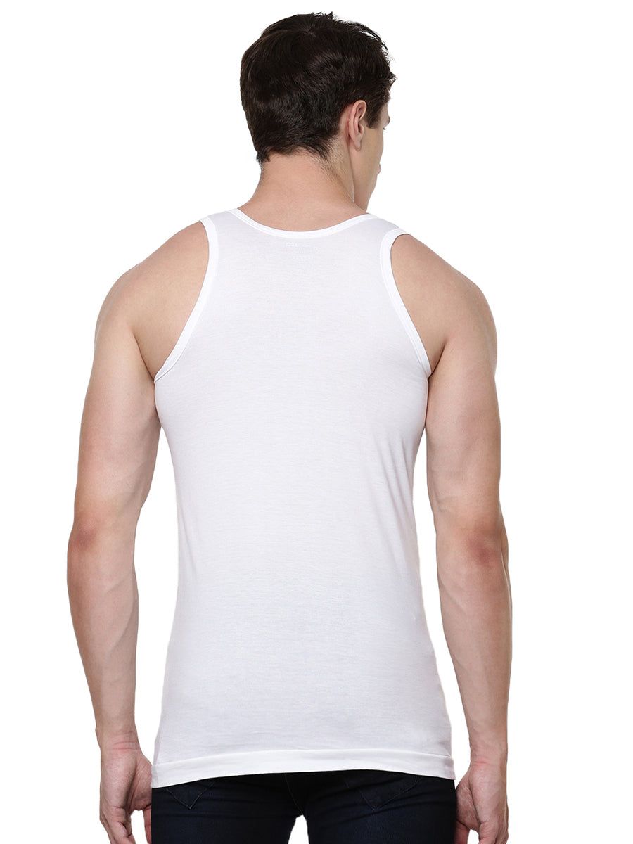 Men 100 % Combed Cotton White Vest Rn Romex (PACK Of 2) image 3