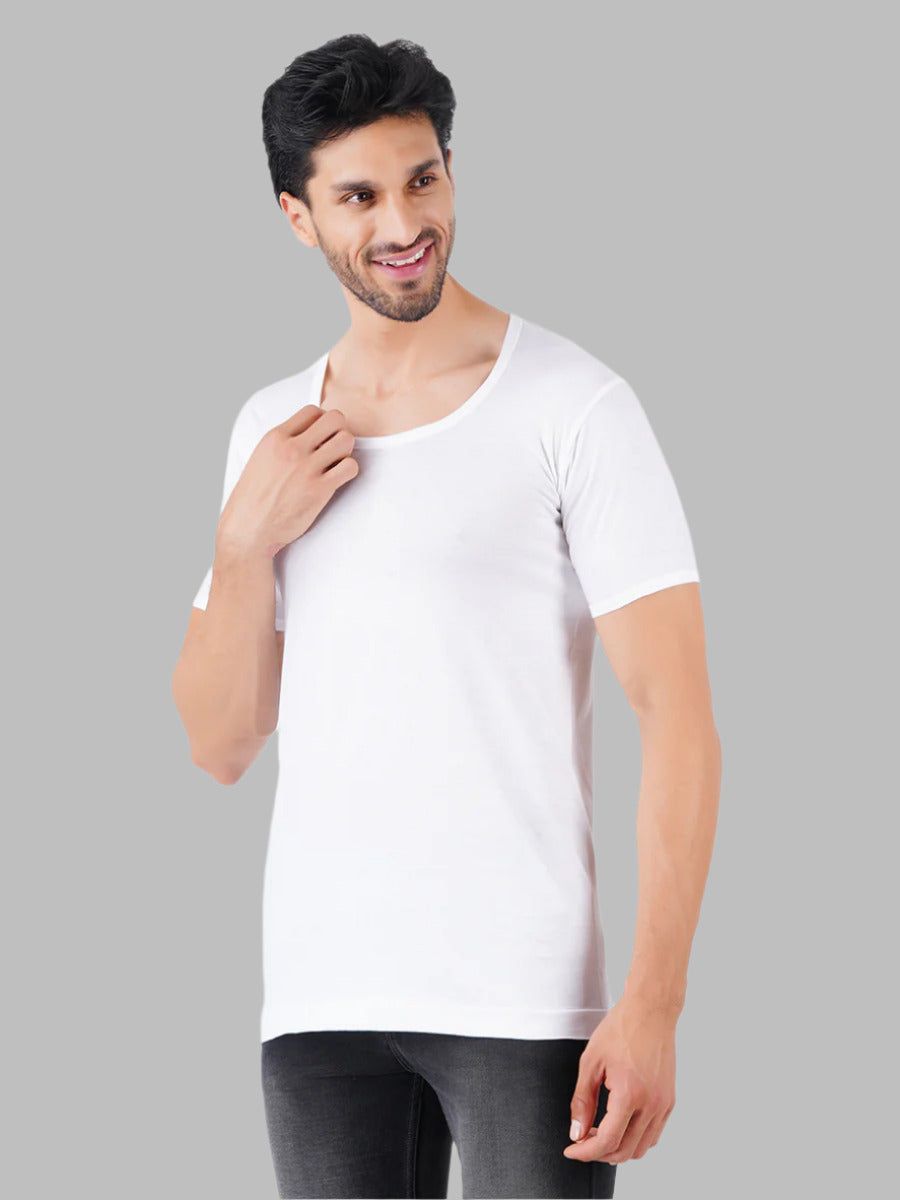 Men 100 % Combed Cotton White Sleeves Vest Rns Rise Up (PACK Of 2) image 3