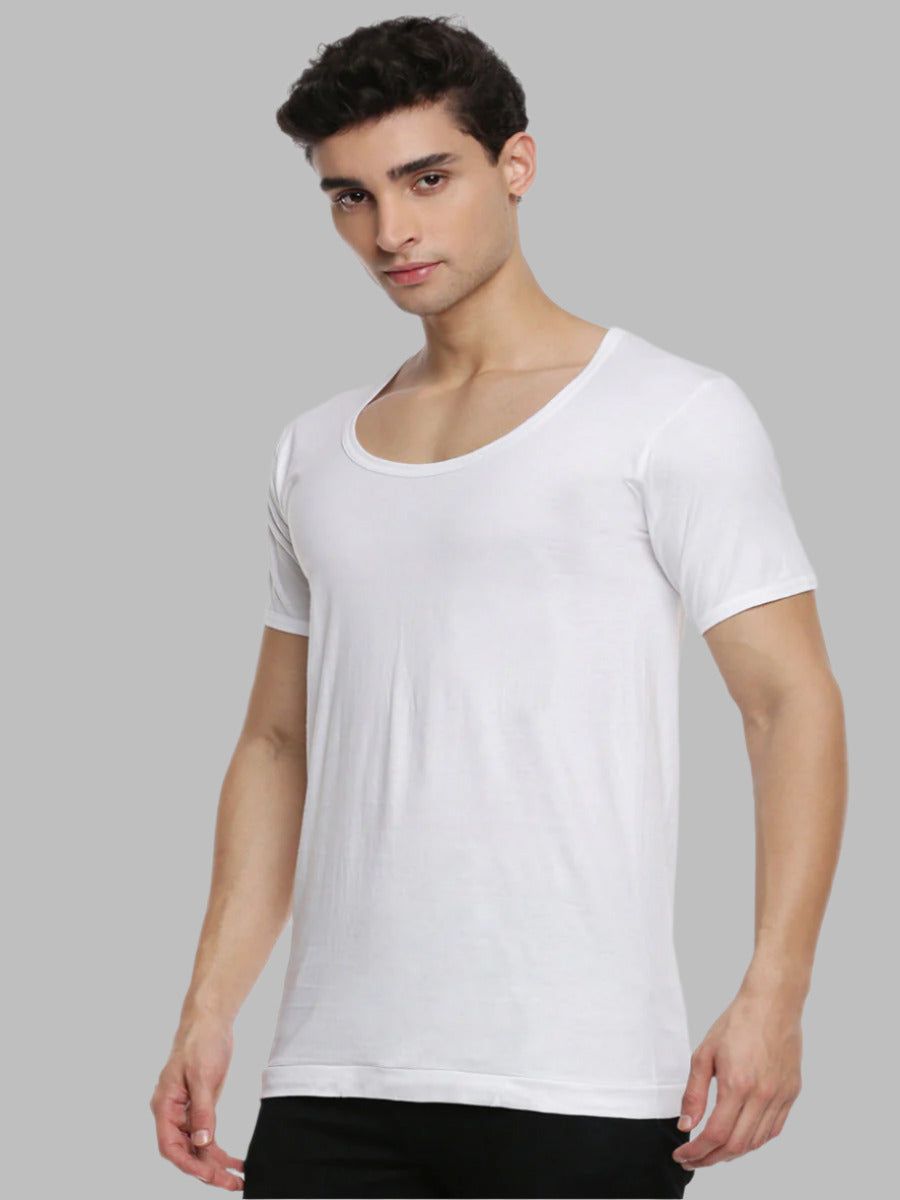 Men 100% Combed Cotton White Vest Rns Acoste (PACK Of 2) image 2