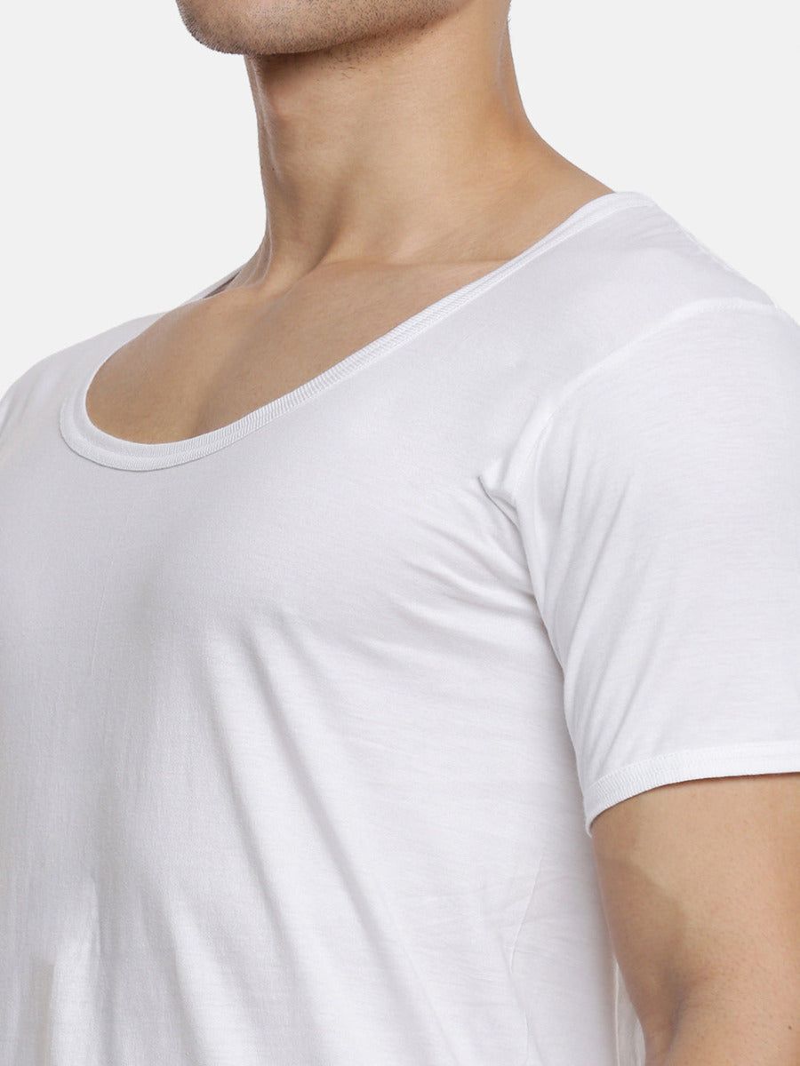 Men 100% Combed Cotton White Vest Rns Acoste (PACK Of 2) image 4
