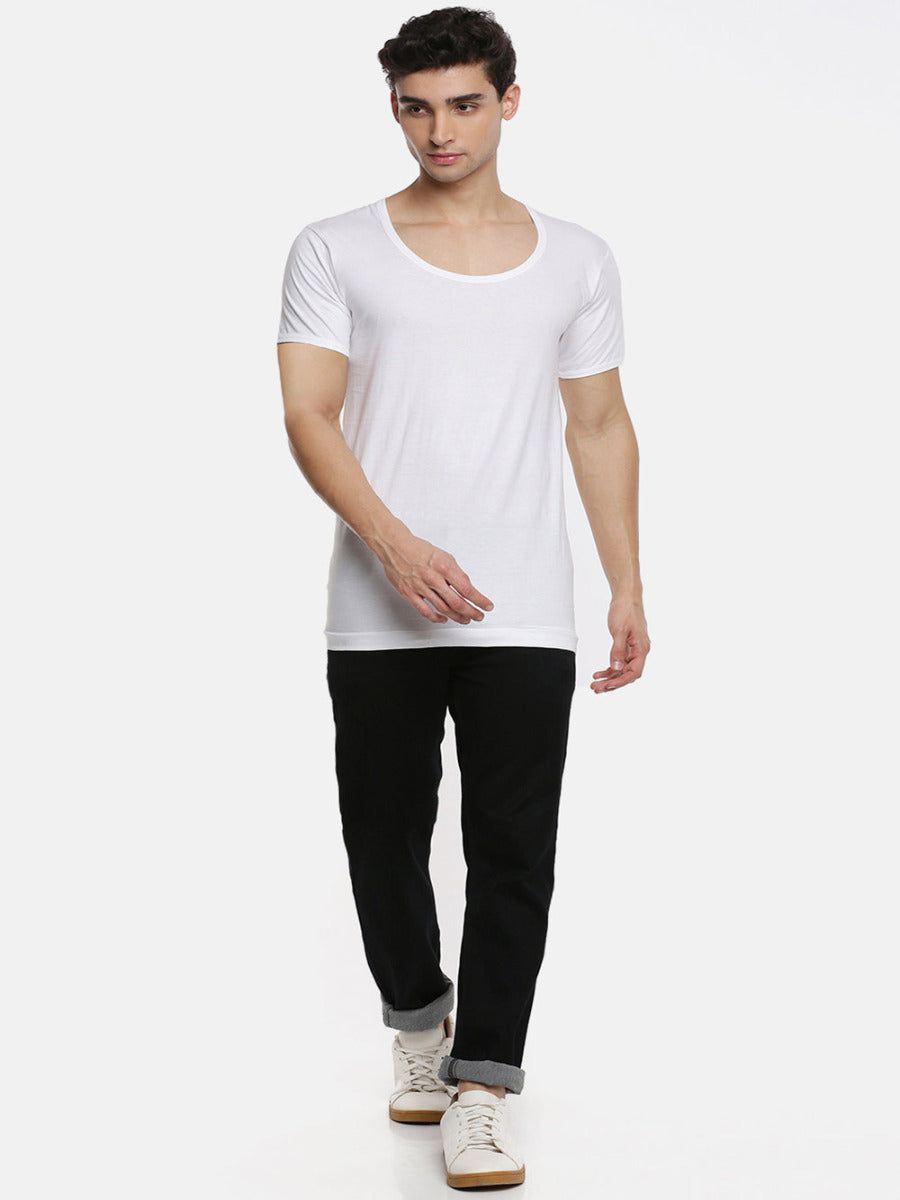 Men 100% Combed Cotton White Vest Rns Acoste (PACK Of 2) image 5