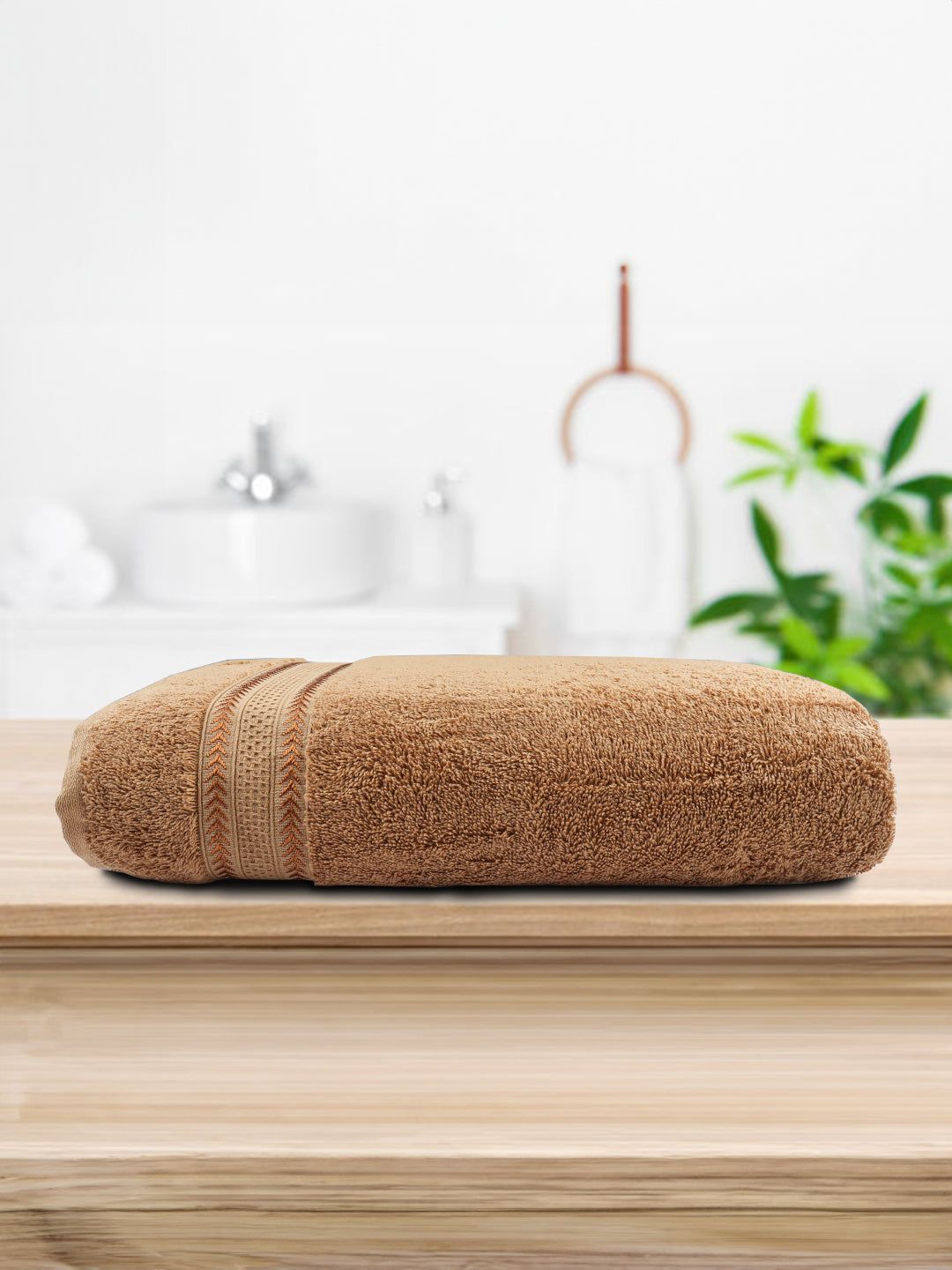 Bamboo Cotton Terry Bath Towel Brown Bc8