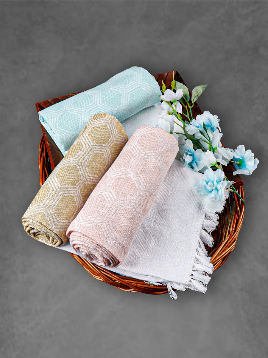 100% Cotton Self Designed Bath Towel Signature Pack Of 2 1059