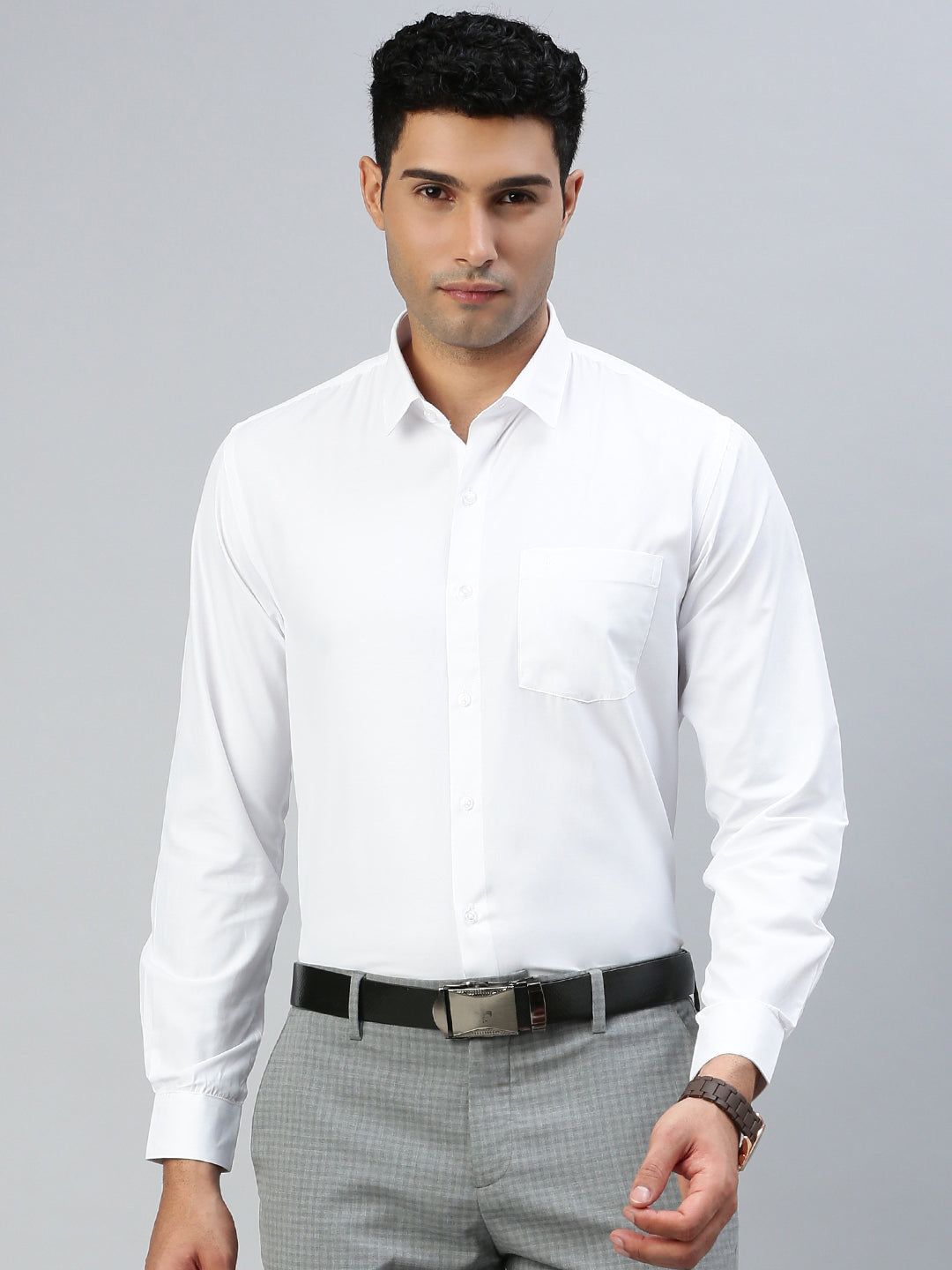Men Cotton Rich Formal Full Sleeves White Shirt