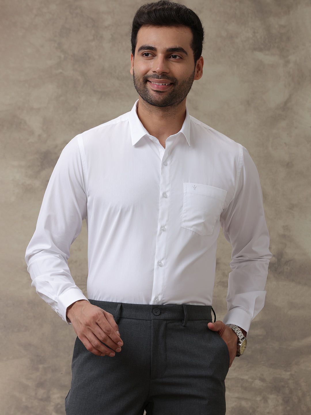 Men 100% Cotton Full Sleeves White Shirt Labon