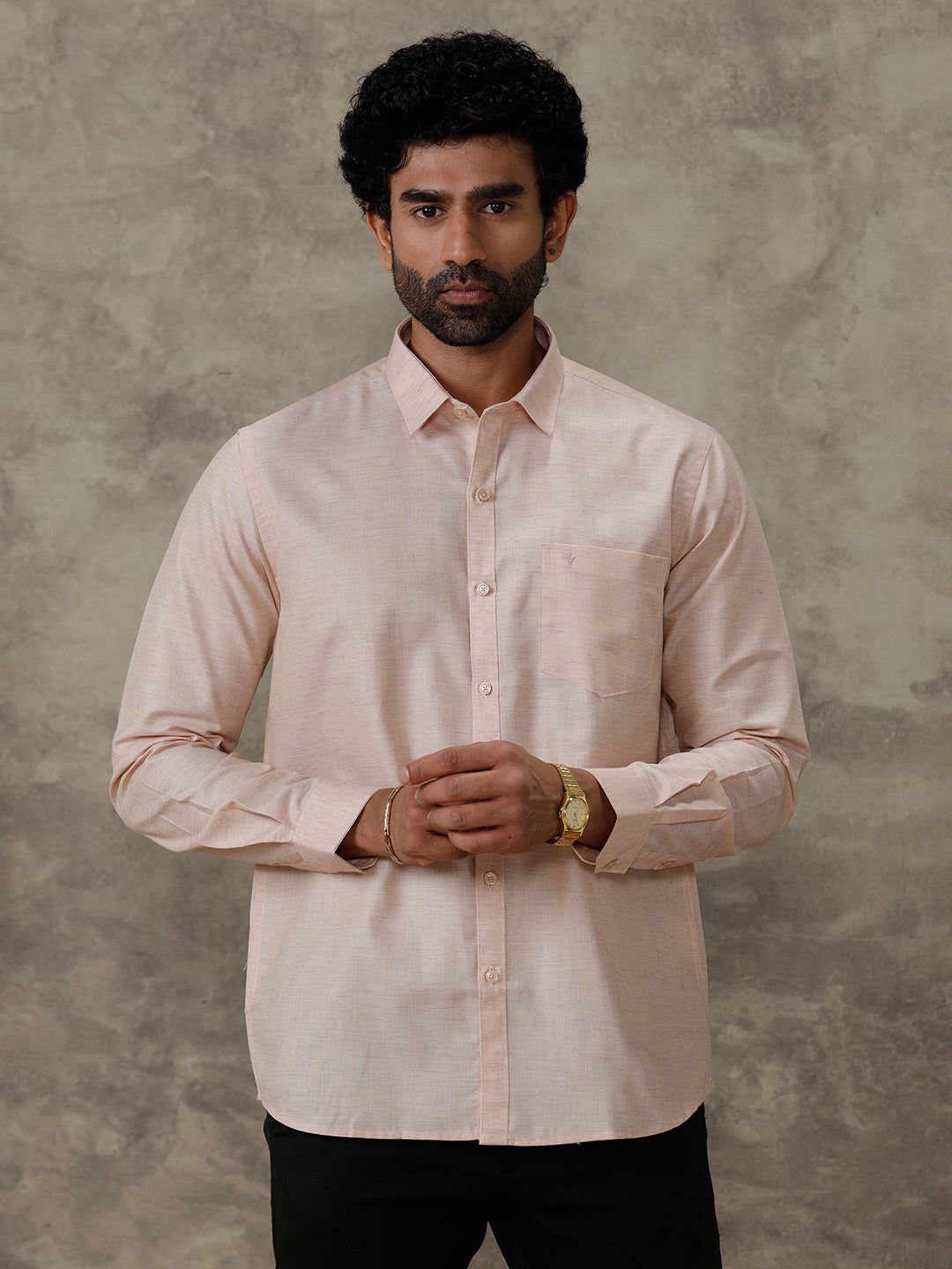 Men Cotton Rich Full Sleeves Shirt Light Brown Trendy 8 Yh3